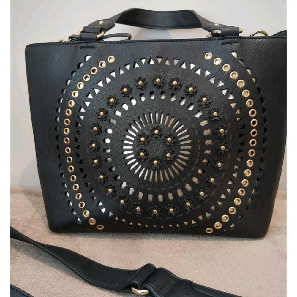 Chinese Laundry Women’s Black Whimsigoth Laser Cut Tote Work Bag Purse